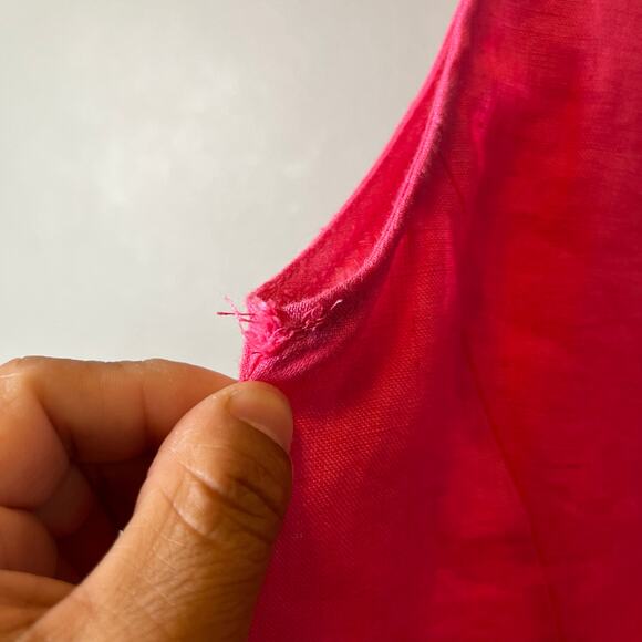 Boden Women's Midi Dress Size 12 Pink 100% Linen A-Line Raw Hem - Picture 4 of 8